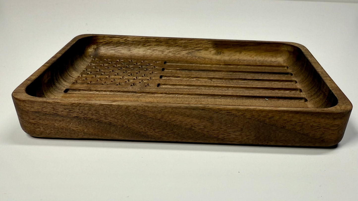 Black Walnut American Flag tray- Small