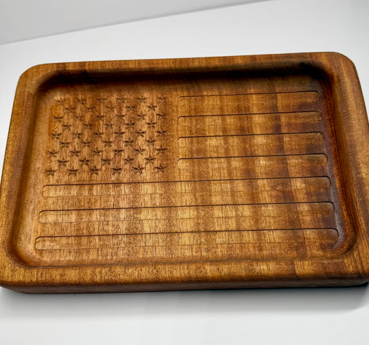 Mahogany American Flag Tray- Large
